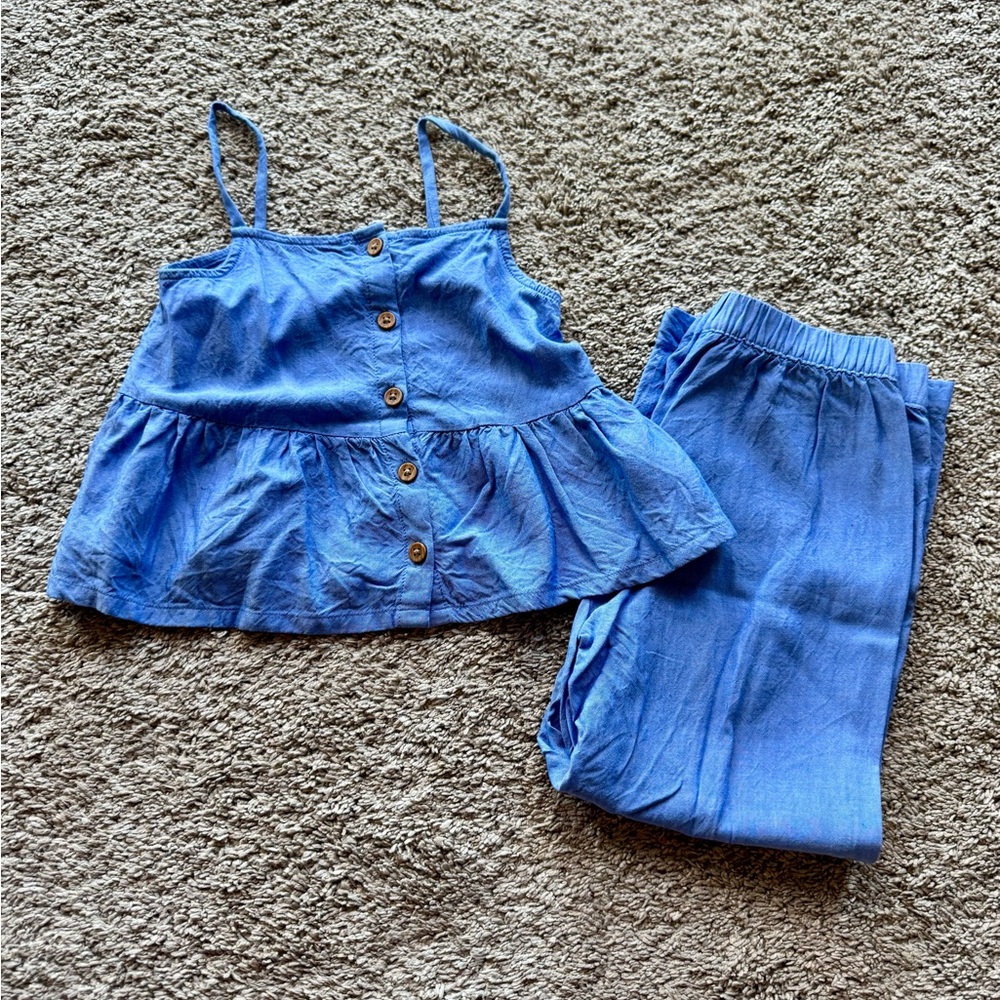H&M Girls Size 6 Blue Two-Piece Lightweight Tank & Pants Set